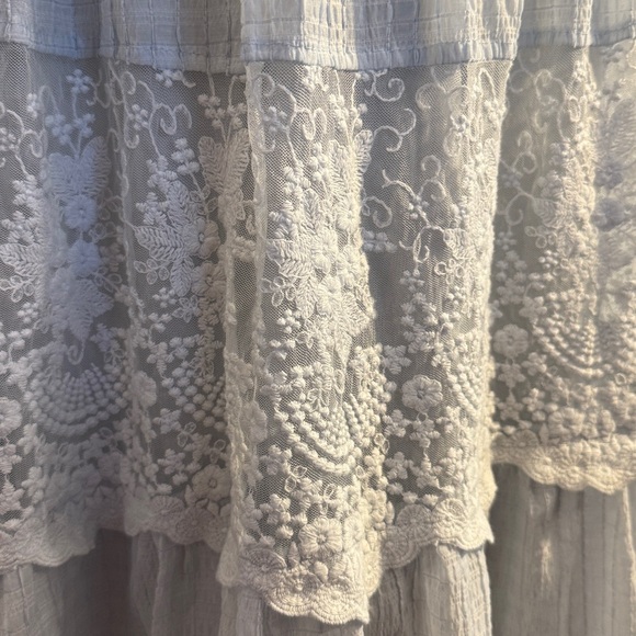 Listicle Baby Blue Lace Tiered Maxi Skirt size medium - Picture 3 of 5